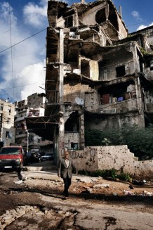 Jabal (Mountain) Mohsen, stronghold of Alawite Muslims. Destruction and poverty are consequences of recurring fightings with Sunnis of Tebenneh. Tripoli, Lebanon 2014