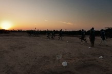 The deminers' work begins at dawn. Demining fields at Rassai, Kassala State. Sudan 2016