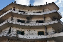 Jabal (Mountain) Mohsen, stronghold of Alawite Muslims. Destruction and poverty are consequences of recurring fightings with Sunnis of Tebenneh. Tripoli, Lebanon 2014