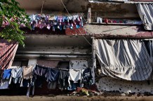 Jabal (Mountain) Mohsen, stronghold of Alawite Muslims. Destruction and poverty are consequences of recurring fightings with Sunnis of Tebenneh. Tripoli, Lebanon 2014