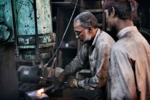 Blacksmiths at work. Abdul Wahid, 44 years old and Junaid, 17 years old. Jalalabad, 2012