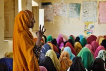 WFP and Italian Cooperation 'food for education' project. A school for women in an extremely orthodox area. First grade at Hamashkoreeb, Kassala State. Sudan 2015