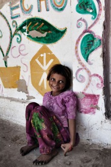 A Cesvi's shelter decorated by Umro, the beneficiary's son. Nusrat-a-Abad, Sindh, Paskistan, 2013