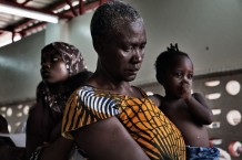 Paediatric Centre, where 150 children are visited every day, registration desk. Goderich, Freetown, Sierra Leone 2017