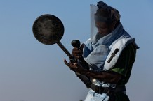 Cheking the detector. Demining fields at Rassai, Kassala State. Sudan 2016