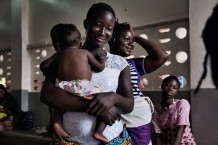 Paediatric Centre, where 150 children are visited every day, registration desk. Goderich, Freetown, Sierra Leone 2017