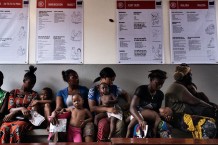 Paediatric Centre, where 150 children are visited every day, waiting area. Goderich, Freetown, Sierra Leone 2017