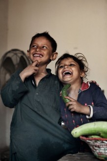 Shezad, 5 years old and Komal, 4 years old, brother and sister. Cesvi's project financed by Italian Development Cooperation. Ajab Bargh, Nowshera District, KP. Pakistan, 2013