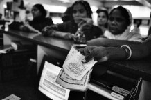 The bank of Sewa. Sewa opened its own bank in 1974: it was the pioneer of micro credit. Ahmedabad, 2007