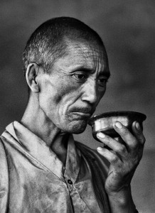 The cook monk, Thiksey Gompa. Ladakh, India, 1990.<br>Thiksey Gompa (monastery) gives hospitality to a community of 108 monks, admitted from the age of 4 years.