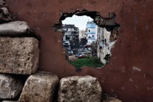 Jabal (Mountain) Mohsen, stronghold of Alawite Muslims. Destruction and poverty are consequences of recurring fightings with Sunnis of Tebenneh. Tripoli, Lebanon 2014