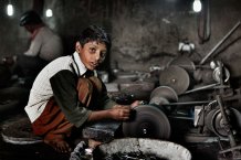 Child labour, surgical instruments production. Jharian Wala, Sialkot District, Punjab. Pakistan, 2013