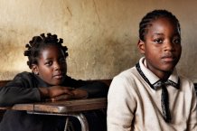 Vivi, 9, on the right, and Annabella, 10, on the left. Macurungo Center, Beira, Mozambique, 2025