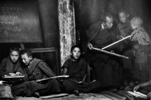 The school, Thiksey Gompa. Ladakh, India, 1990.<br>Thiksey Gompa (monastery) gives hospitality to a community of 108 monks, admitted from the age of 4 years.